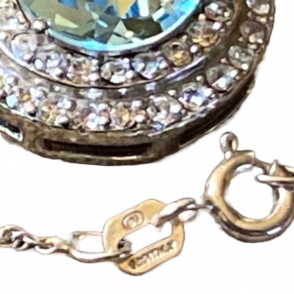 Sterling Silver Aquamarine Gemstone Necklace With Crystal Accents - Picture 5 of 8